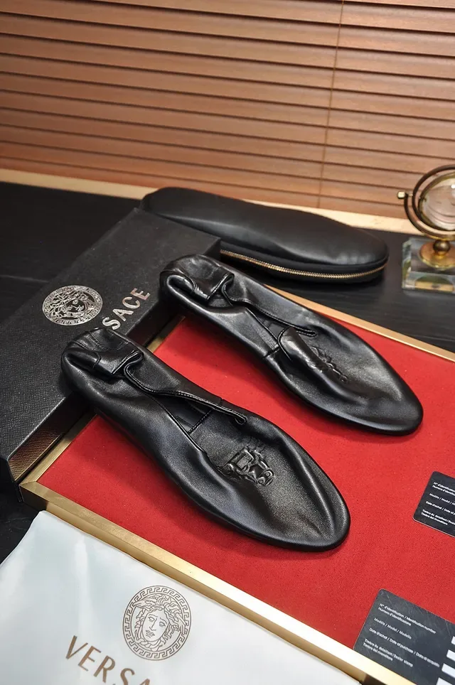 Versace Loafer Black Brown Leather Embossed Medusa Head Loafer 8