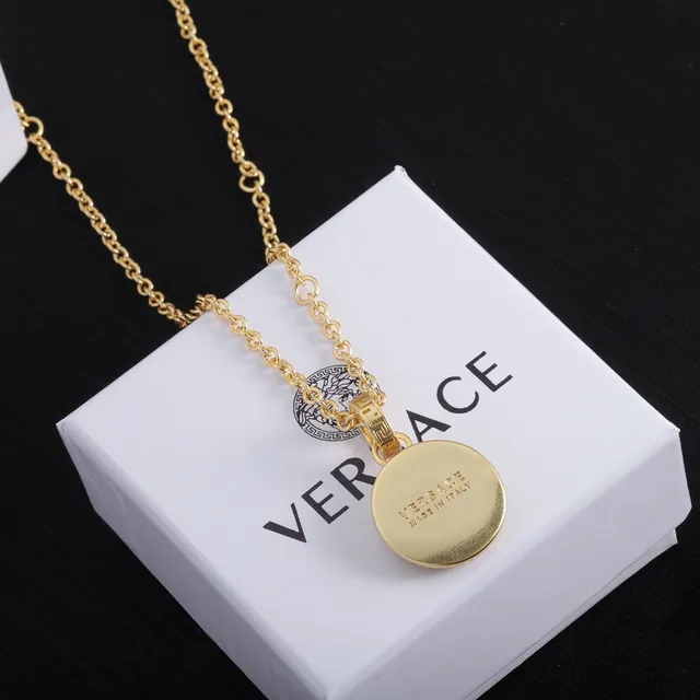 Versace ميدوسا مينا قلادة ذهبي أحمر سلسلة ميدالية قلادة 3