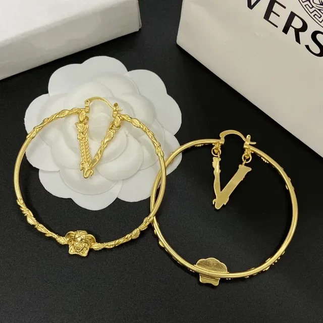 Versace Medusa Hoop Gold Twisted Rope Head Motif Earrings 4