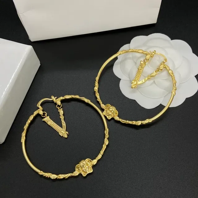 Versace Medusa Hoop Gold Twisted Rope Head Motif Earrings 6