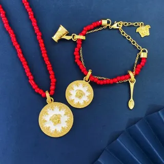 Versace Medusa Icon 红金 串珠链 吊坠项链