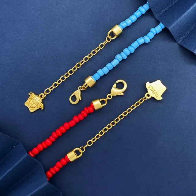 Versace Medusa Icon लाल सोने की मणि चेन पेंडेंट नेकलेस 4