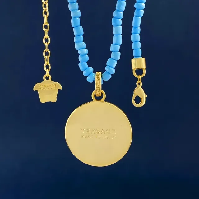 Versace Medusa Icon लाल सोने की मणि चेन पेंडेंट नेकलेस 6