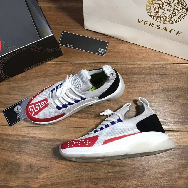 Versace White Red Chunky Platform Sole Mesh Upper Lifestyle Sneakers 6