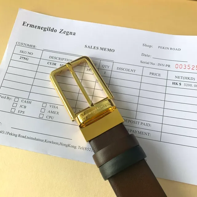 Ermenegildo Zegna भूरा काला उलट-पुलट दो-टोन चमड़े का बेल्ट 2