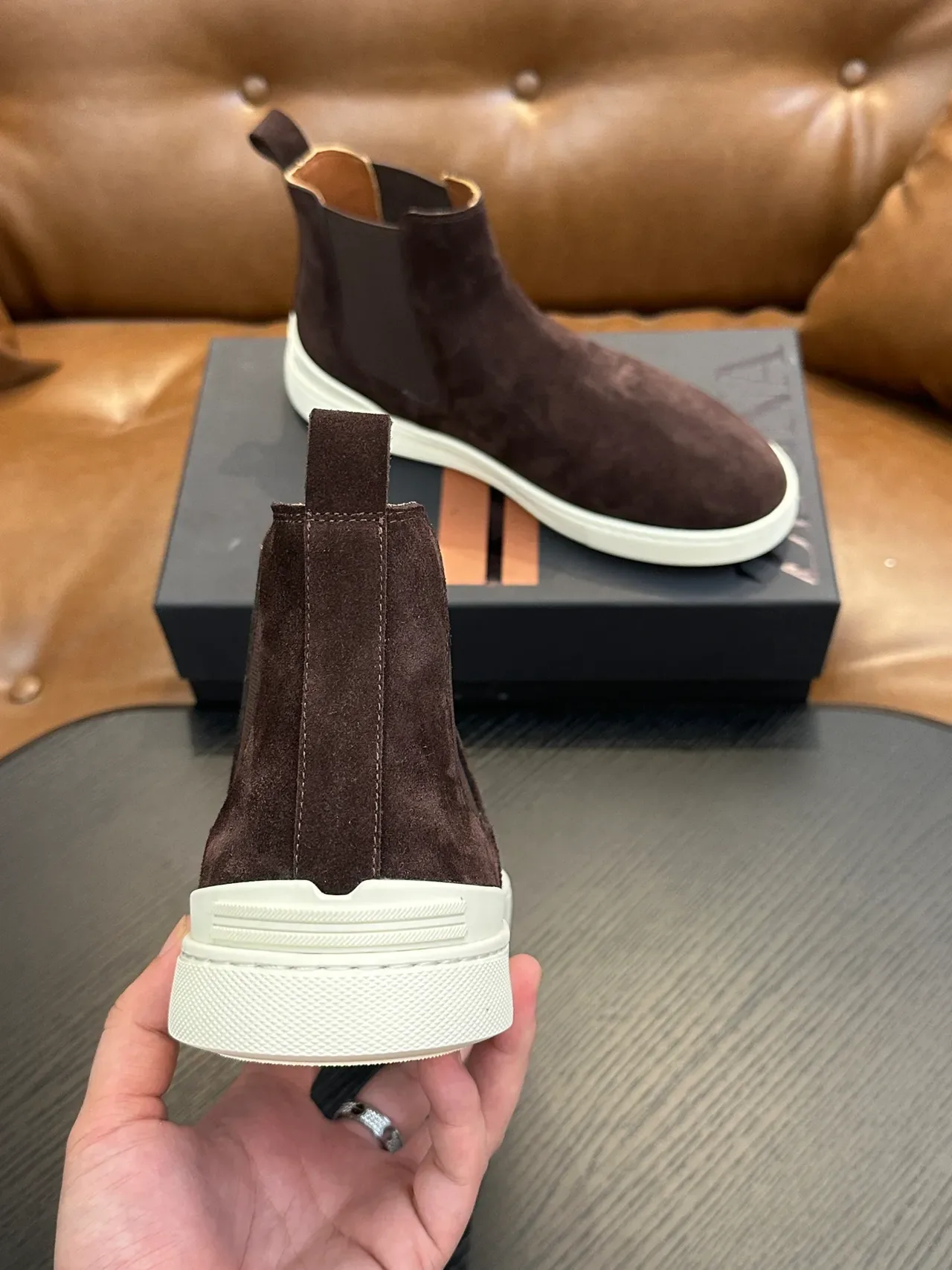 Zegna Brown Suede Chelsea Boots 3