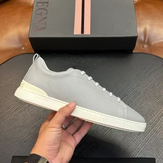 Zegna ग्रे चमड़े का लाइफस्टाइल स्नीकर्स
