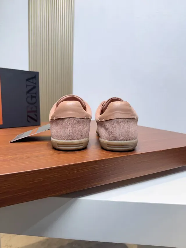 Zegna Rose Beige Daim Low-Top Lifestyle Sneakers 3