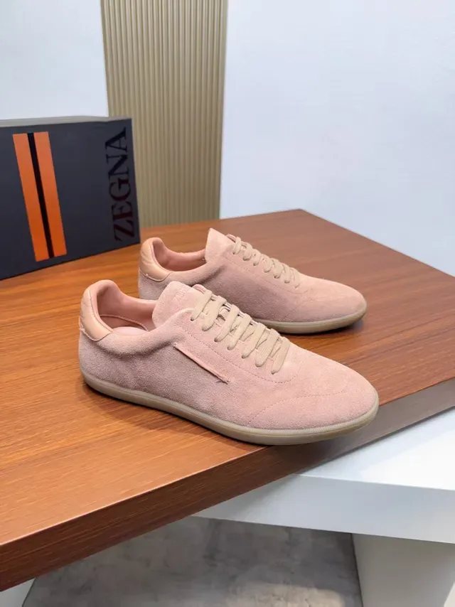 Zegna Rose Beige Daim Low-Top Lifestyle Sneakers 4