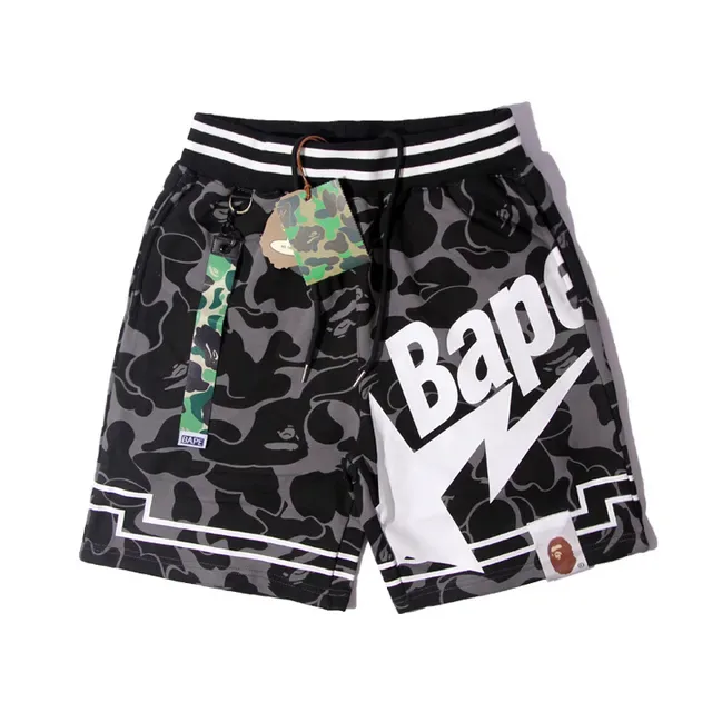 A Bathing Ape أسود أبيض ABC Camo Print Bold Logotype شورتات 1