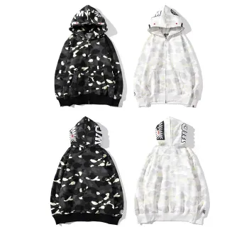 A Bathing Ape Shark Black White Full-Zip Hoodie