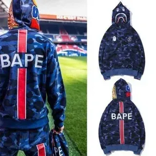 A Bathing Ape Shark Navy Red ABC Camo Print Hood Hoodie