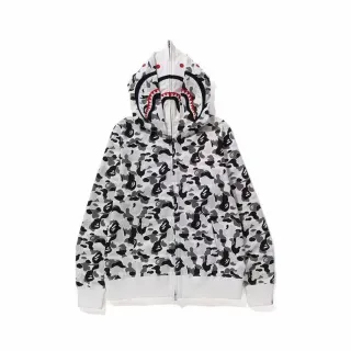 A Bathing Ape Shark White Gray Hood ABC Camo Print Hoodie