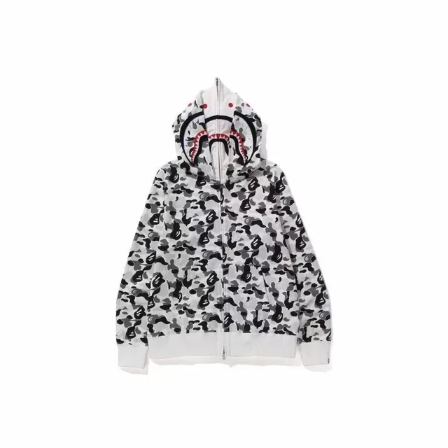 A Bathing Ape Shark সাদা ধূসর Hood ABC ক্যামो প্রिंট হুডি 2