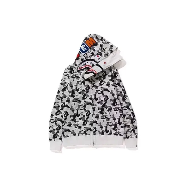 A Bathing Ape Shark সাদা ধূসর Hood ABC ক্যামो প্রिंট হুডি 3