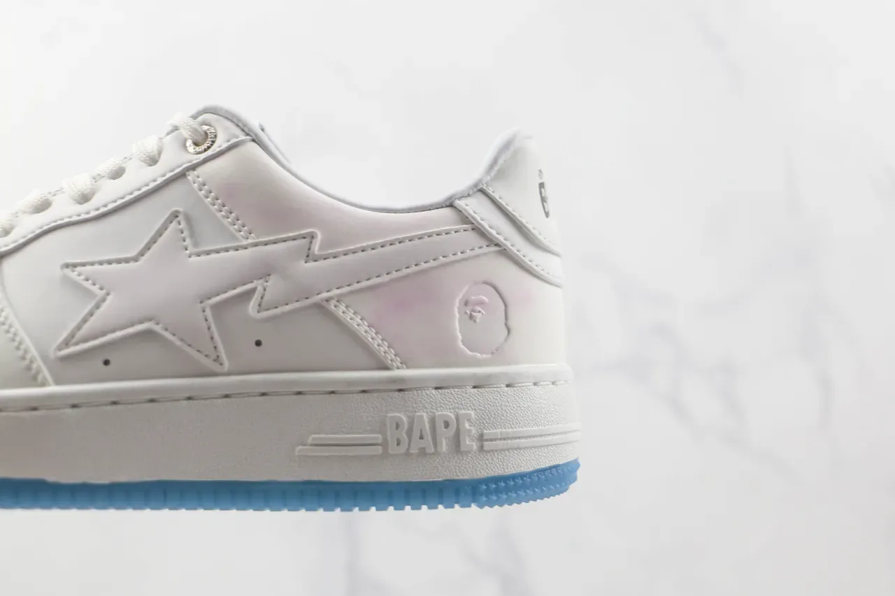 A Bathing Ape حذاء رياضي أبيض أزرق منخفض القمة قوس قزح تيدي داي أوفرليه نمط حياة 7