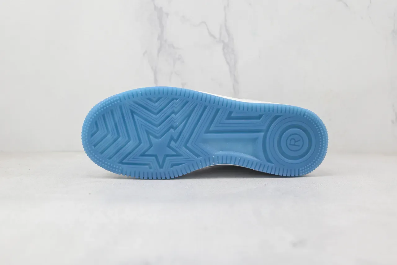 A Bathing Ape حذاء رياضي أبيض أزرق منخفض القمة قوس قزح تيدي داي أوفرليه نمط حياة 8