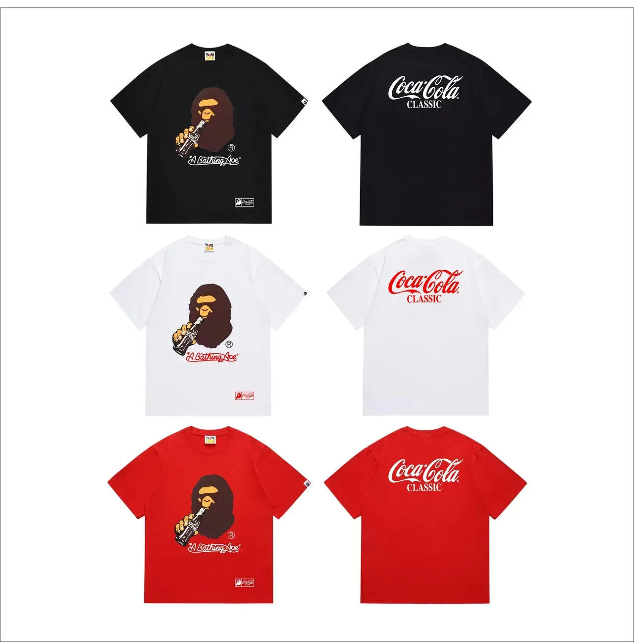 Camiseta negra A Bathing Ape x Coca-Cola Classic con estampado gráfico 6