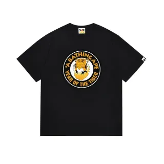تي شيرت A Bathing Ape أسود بطبعة عام النمر