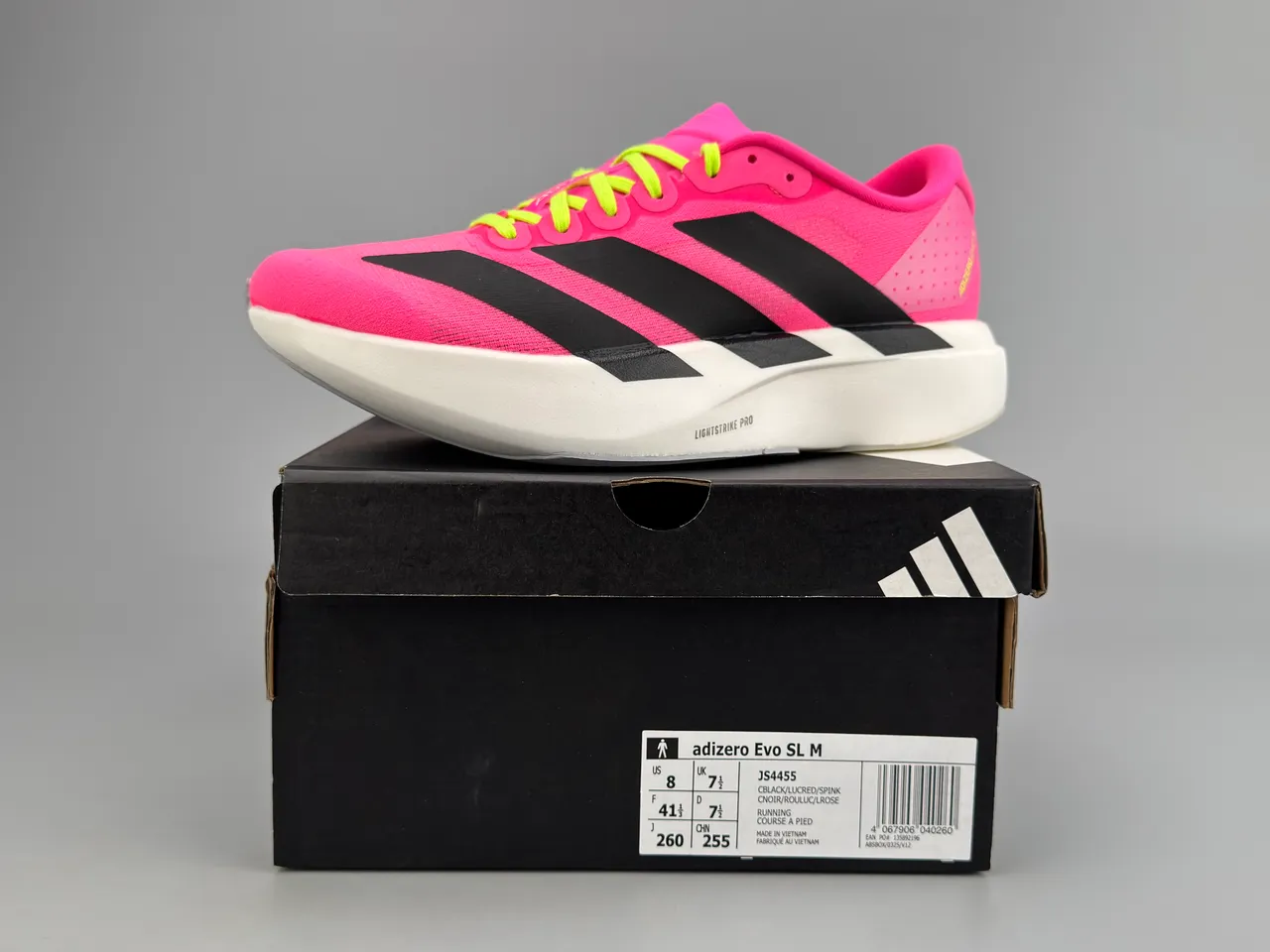 Adidas Adizero Evo 2 أحذية جري وردي نيون أصفر أسود 2