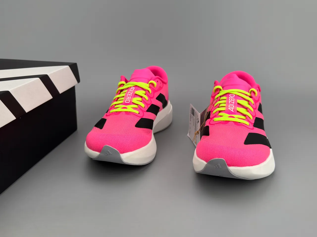 Adidas Adizero Evo 2 أحذية جري وردي نيون أصفر أسود 5