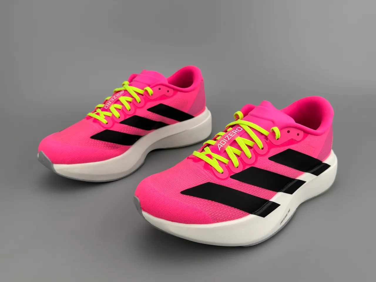 Adidas Adizero Evo 2 أحذية جري وردي نيون أصفر أسود 7