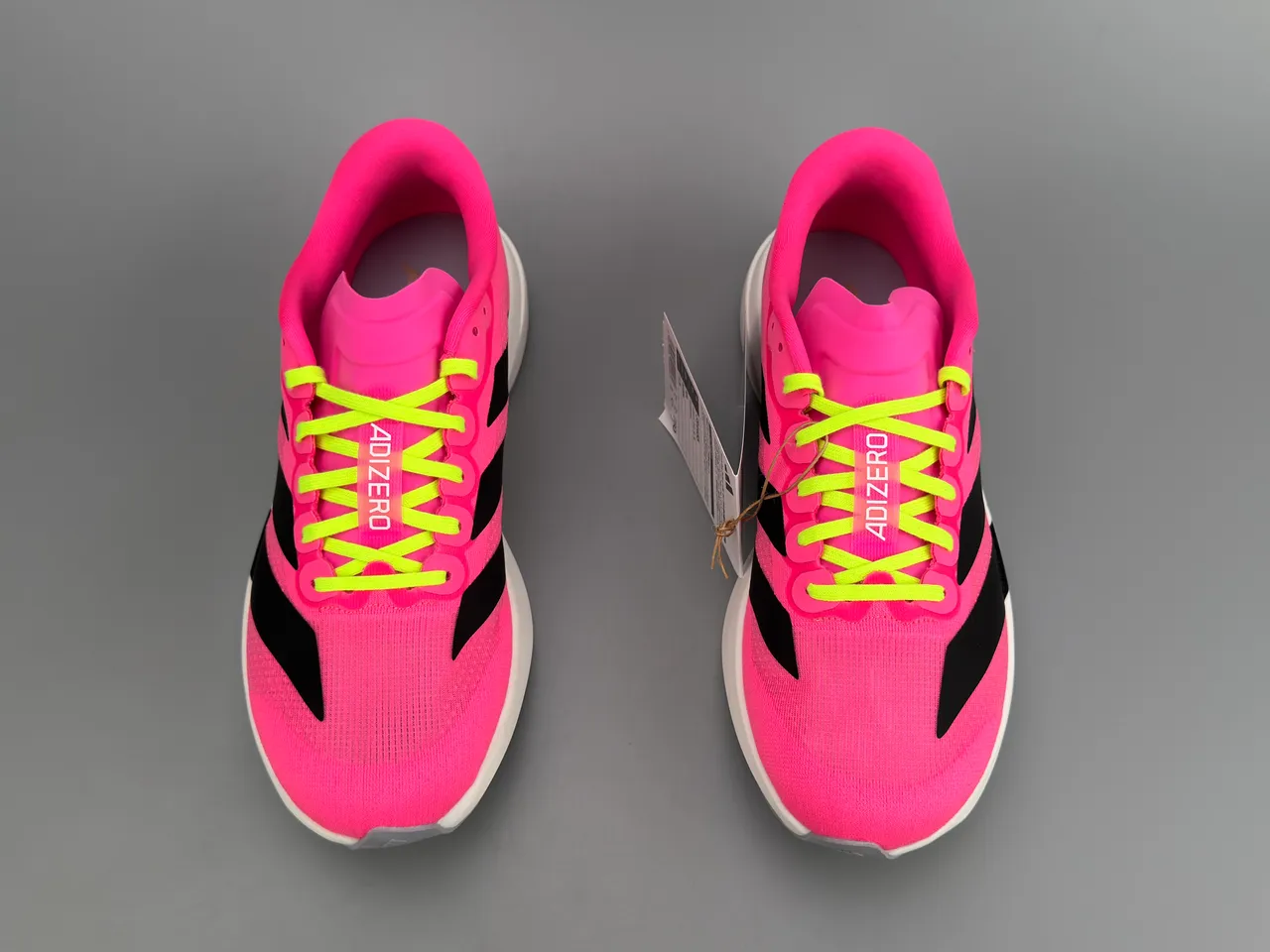 Adidas Adizero Evo 2 أحذية جري وردي نيون أصفر أسود 9