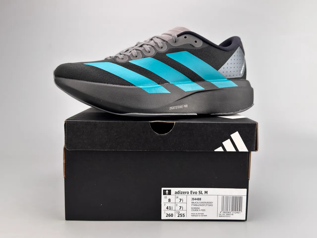 Adidas Adizero Evo.S Black Cyan Blue Running Shoes 4