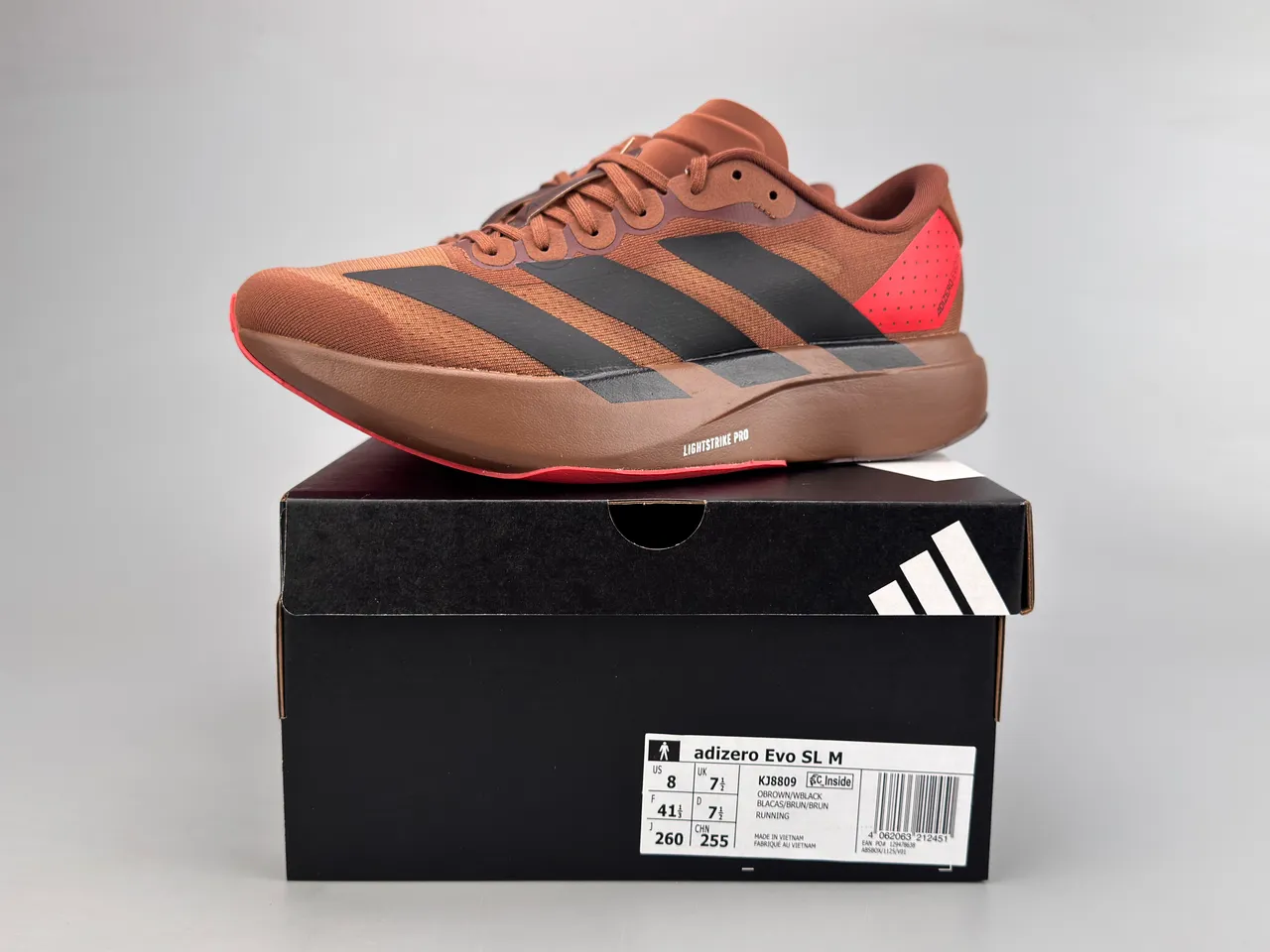 Adidas Adizero Evo SL بني أسود أحمر أحذية جري 2