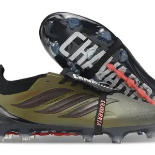 Adidas Army Green Red Zapatillas de fútbol sin cordones cierre con correas moldadas TPU cage para terreno firme