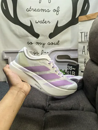 Adidas Beige Purple Engineered Mesh Upper Thick Lightstrike Pro Midsole Running Shoes 5
