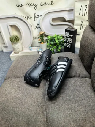 Adidas Chaussures Mary Jane Noir Argent Trois Rayures Panneau Latéral Fermeture Sangle Velcro Double 6
