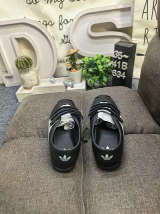 Adidas Black White Laceless Velcro Strap Mary Jane Shoes 8