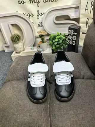 Adidas Black White Leather Upper Three-Stripe Side Lifestyle Sneakers 10