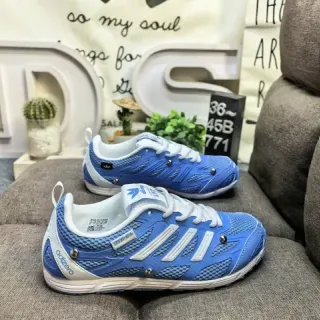 Adidas Blue and White Mesh Low-Top Athletic Sneakers