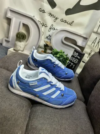 Adidas Sneakers Bleues Et Blanches Mesh Low-Top 9