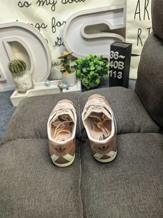 Adidas Tênis Lifestyle Marrom Bege Metálico Couro Superior Costurado Três Listras 8