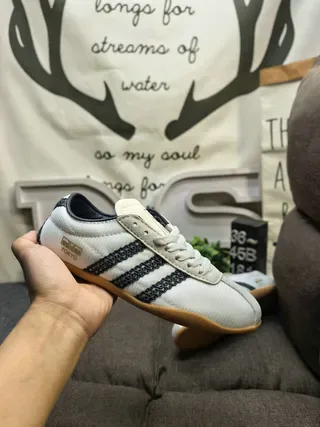 Adidas Brown Beige Suede Upper Three Off-White Stripes Lifestyle Sneakers 5