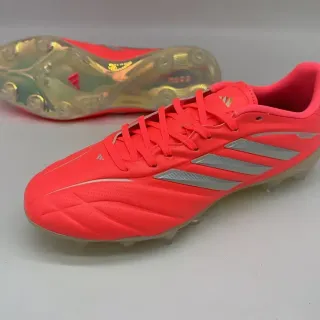 Adidas Copa Rojo Plata Bajo Corte Cordones Capó acolchado Campo Firme Zapatos de Fútbol