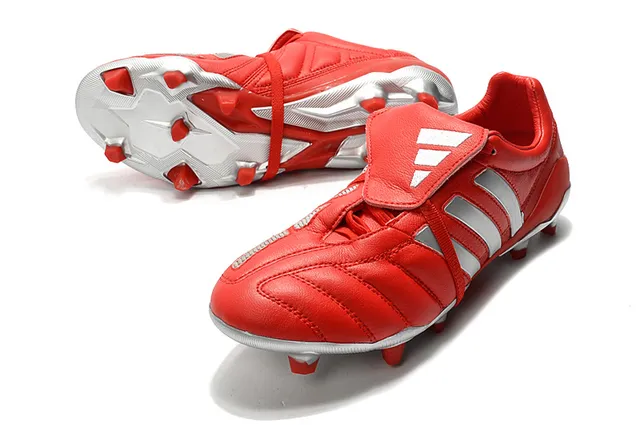 Adidas Copa लाल রূপালী কুইল্টেড চামড়ার উপর তিন স্ট্রাইপ সাইড প্যানেল দৃঢ় মাটির ফুটবল জুতা 22