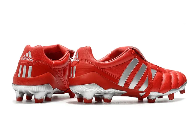 Adidas Copa लाल রূপালী কুইল্টেড চামড়ার উপর তিন স্ট্রাইপ সাইড প্যানেল দৃঢ় মাটির ফুটবল জুতা 23