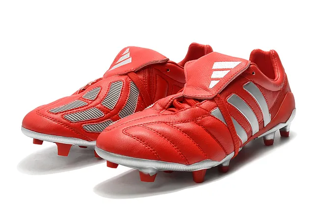 Adidas Copa लाल রূপালী কুইল্টেড চামড়ার উপর তিন স্ট্রাইপ সাইড প্যানেল দৃঢ় মাটির ফুটবল জুতা 24