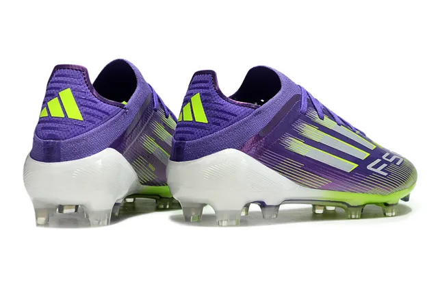Adidas F50 Purple Green Coupe Basse Tricot Supérieur Rayure Dégradée Superposition Sol Ferme Chaussures de Football 5