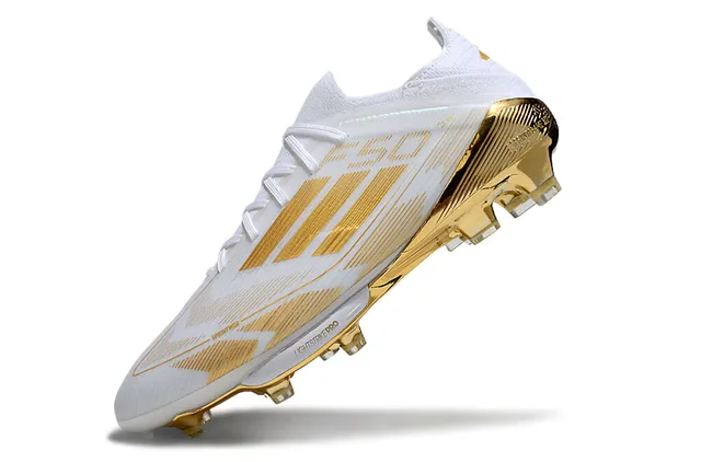 Adidas F50 Blanc et Or Chaussures de football pour terrain ferme 3