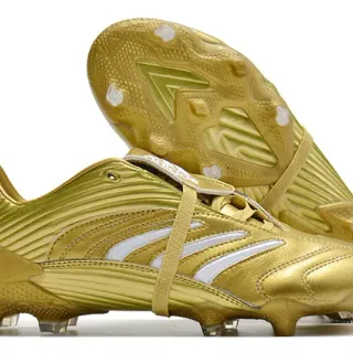 Adidas Gold White Metallic Synthetic Upper Ribbed Texture Firm-Ground Soccer Shoes