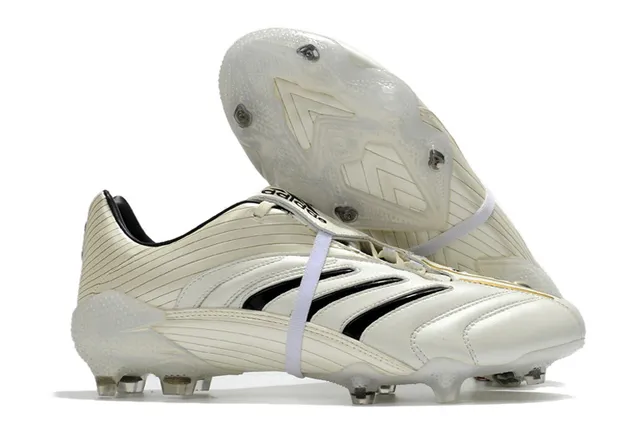 Adidas حذاء كرة القدم للأرض الصلبة مع نسيج مقرمش، سطح أصلي اصطناعي معدني أبيض ذهبي 2