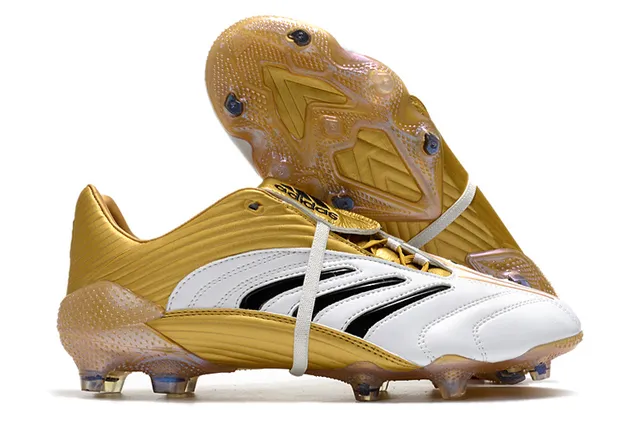 Adidas حذاء كرة القدم للأرض الصلبة مع نسيج مقرمش، سطح أصلي اصطناعي معدني أبيض ذهبي 5
