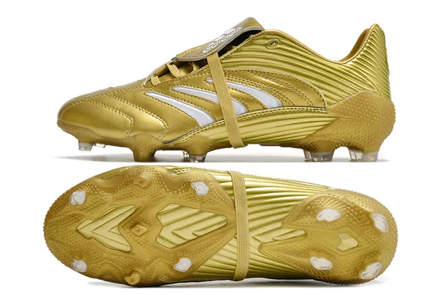 Adidas حذاء كرة القدم للأرض الصلبة مع نسيج مقرمش، سطح أصلي اصطناعي معدني أبيض ذهبي 12