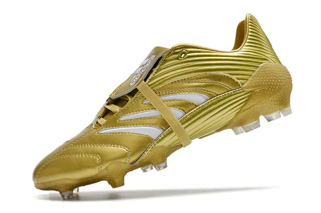 Adidas حذاء كرة القدم للأرض الصلبة مع نسيج مقرمش، سطح أصلي اصطناعي معدني أبيض ذهبي 14