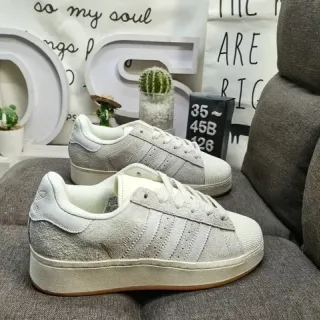 Adidas Gris Beige Low-Top Haut Dain Maille Sneakers Lifestyle